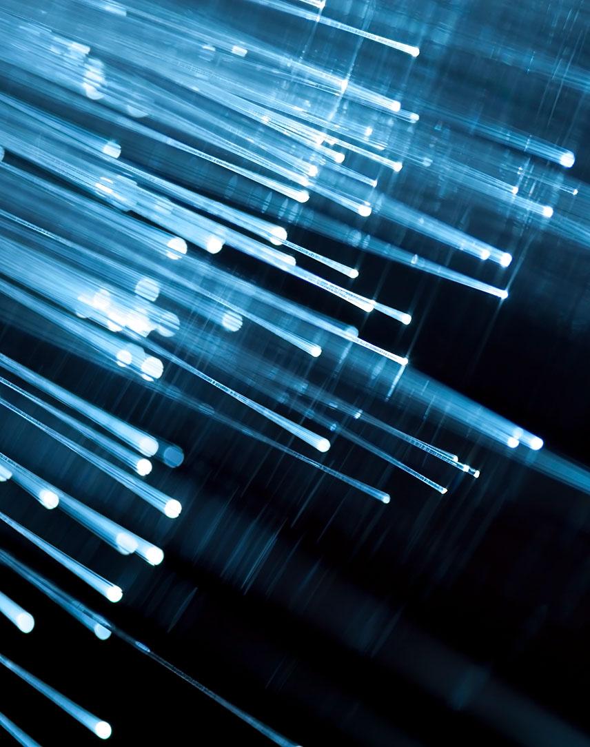 Blauleuchtende Glasfasern