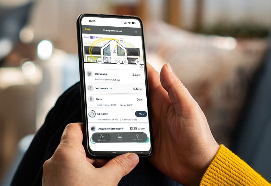 Screenshot EWE Energiemanager Home Screen