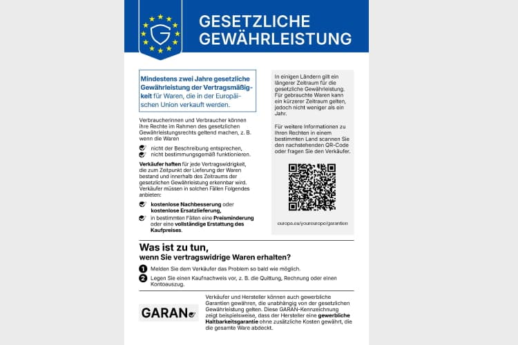 Gewährleistunglabel der EU