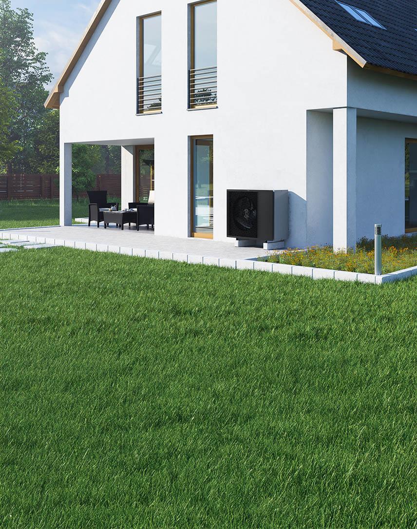 Wärmepumpe an einer Hauswand