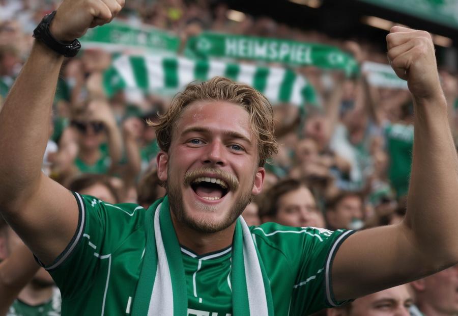 Fan von Werder Bremen jubelt im Stadion über ein Tor seines Vereins