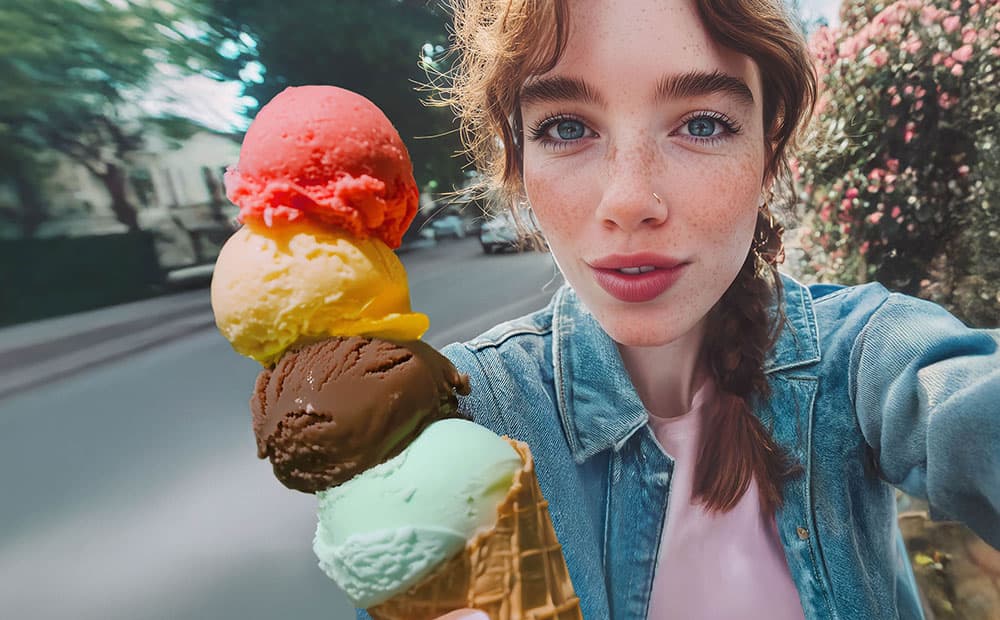 Mädchen singt vergnügt in der Küche