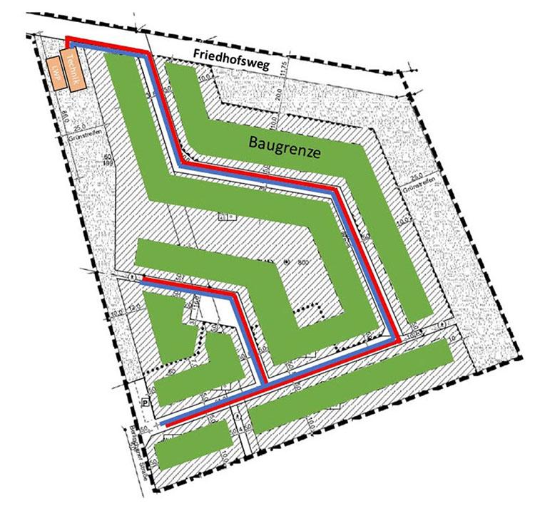 Abbildung Lageplan Wärmenetz Munster