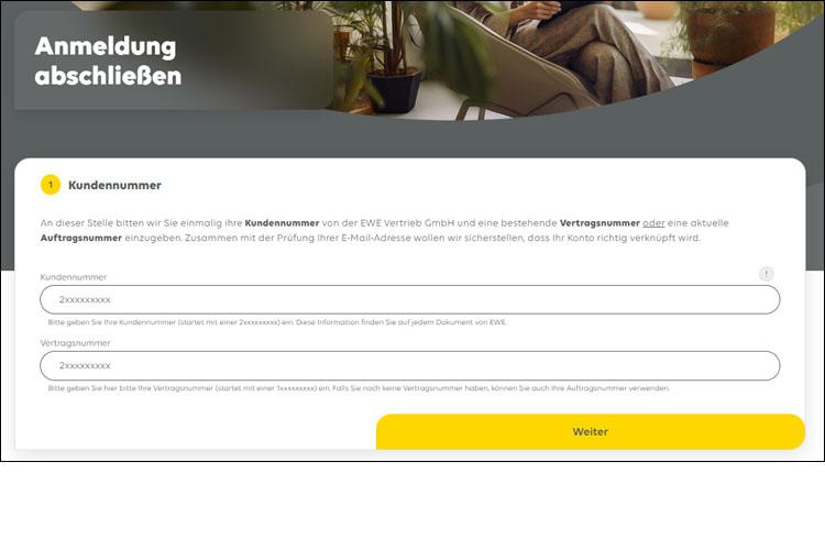 Screenshot der Seite "Verknüfung" in Mein EWE - Energie