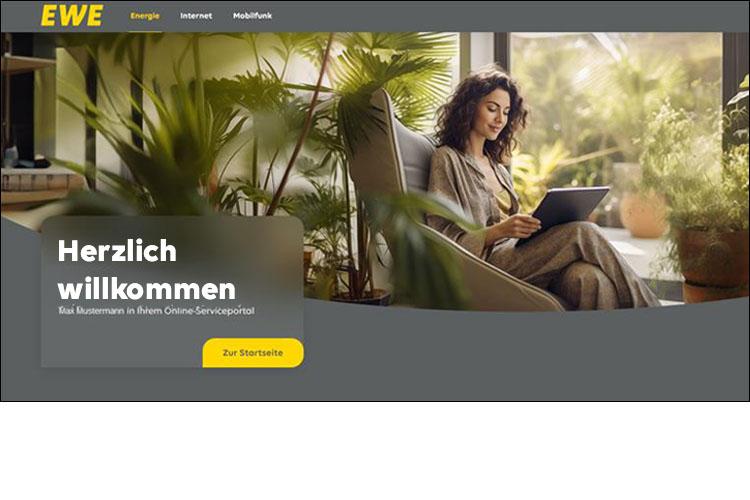 Screenshot der Seite "Herzlich willkommen" in Mein EWE - Energie