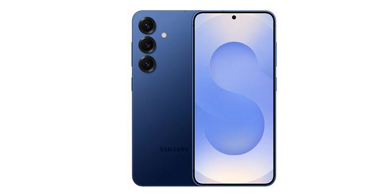 Front- und Rückansicht vom Samsung Galaxy S25 in dunkelblau