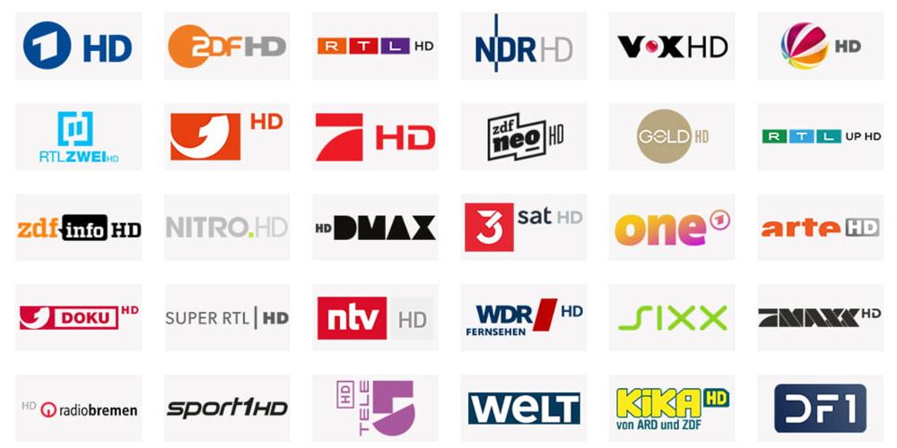 Collage von vielen Senderlogos
